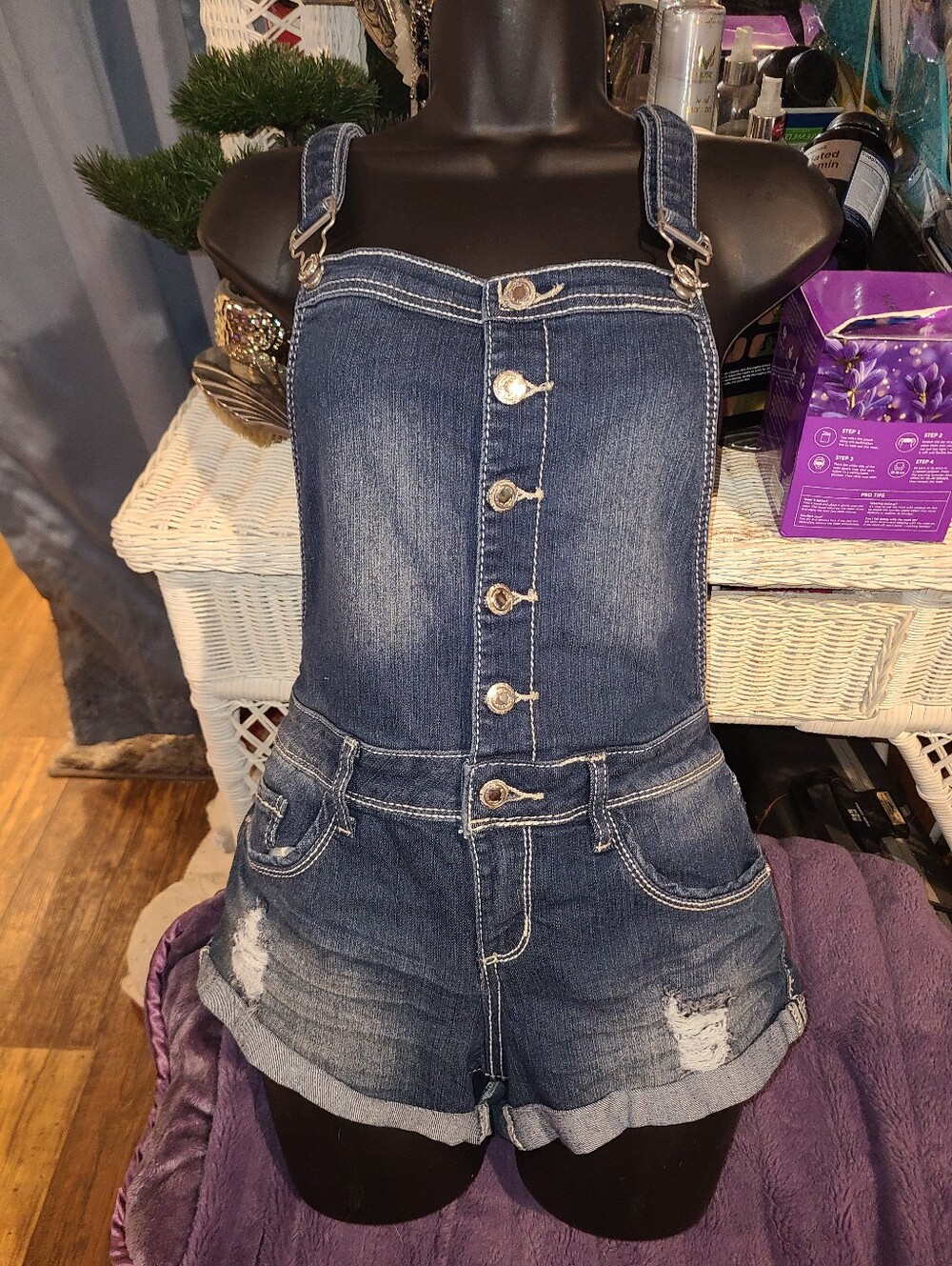 Denim Shorts Romper/Overalls
